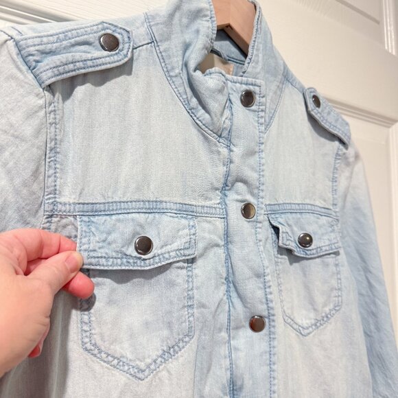 Altar'd State 100% Cotton Denim Utility Field Safari Pockets Military Jacket S - Picture 2 of 14